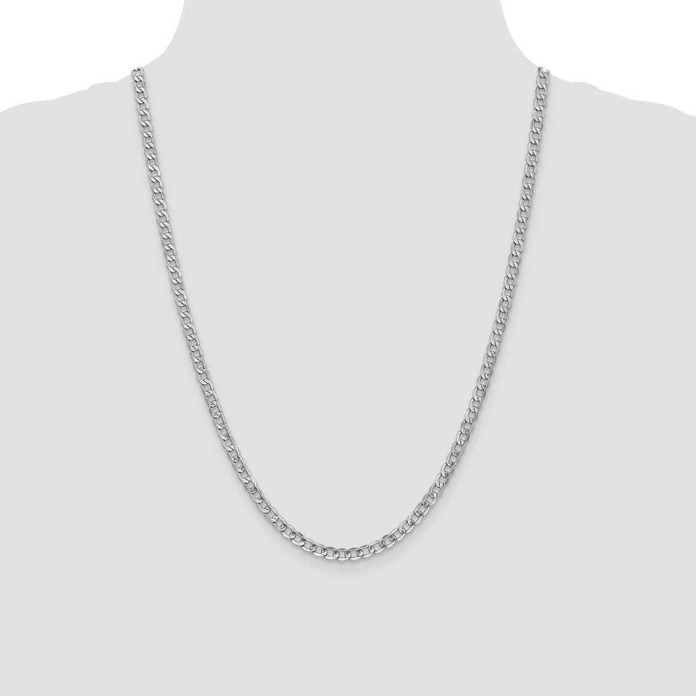 14k White Gold 4.3mm Semi-Solid Curb Chain - Product Photo