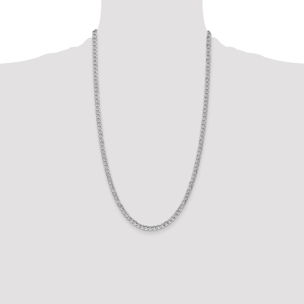 14k White Gold 4.3mm Semi-Solid Curb Chain - Product Photo