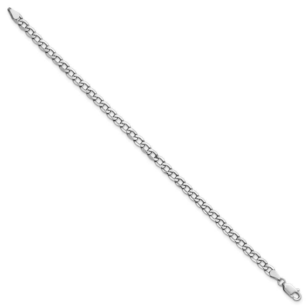 14k White Gold 4.3mm Semi-Solid Curb Chain - Product Photo