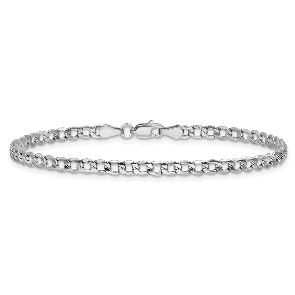 14k White Gold 4.3mm Semi-Solid Curb Chain - Product Photo