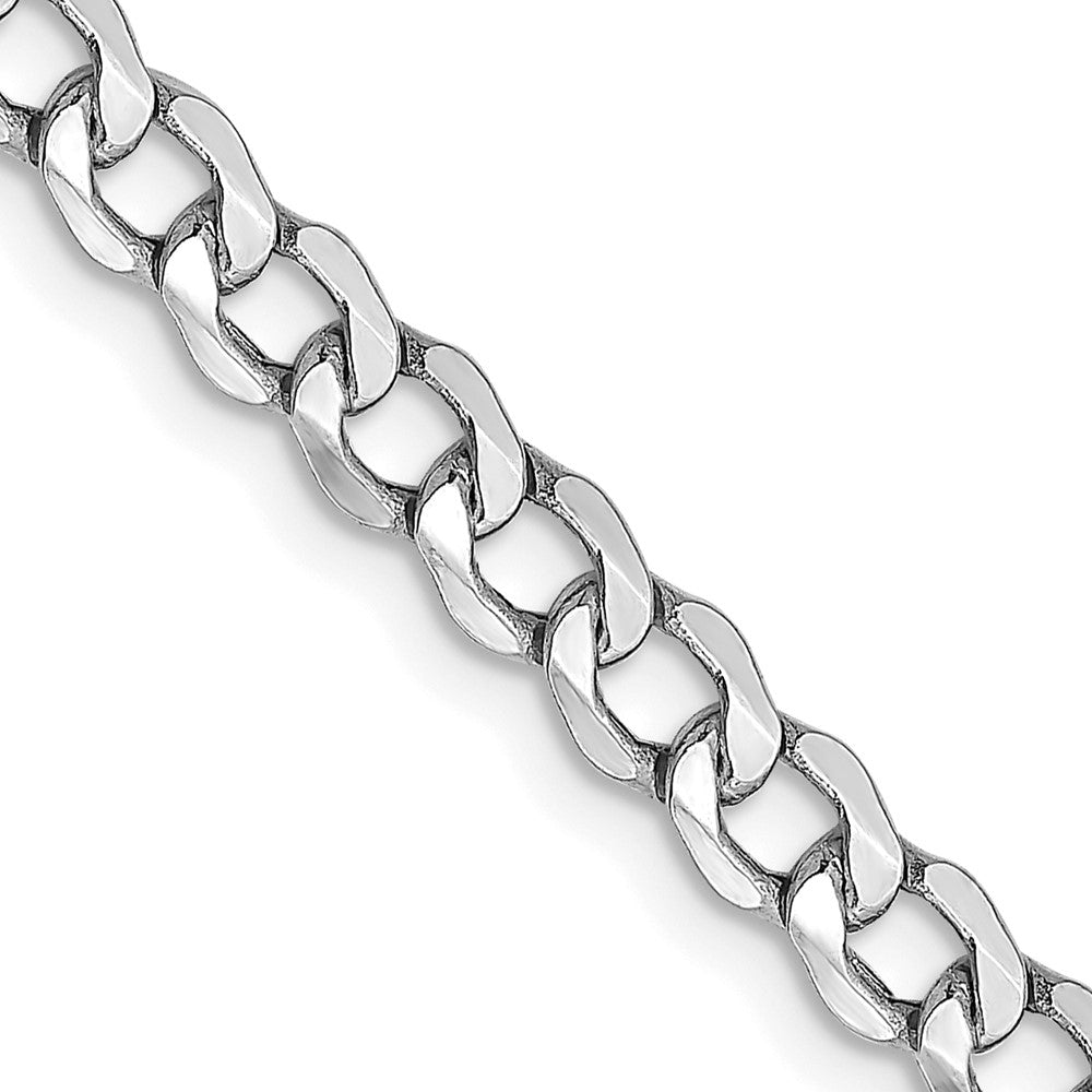 14K White Gold 4.3mm Semi-Solid Curb Chain Necklace 16"-26"