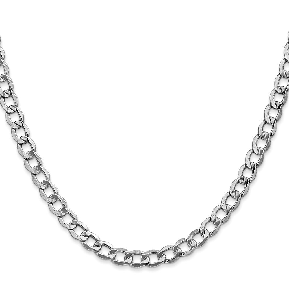 14k White Gold 5.25mm Semi-Solid Curb Chain - Product Photo