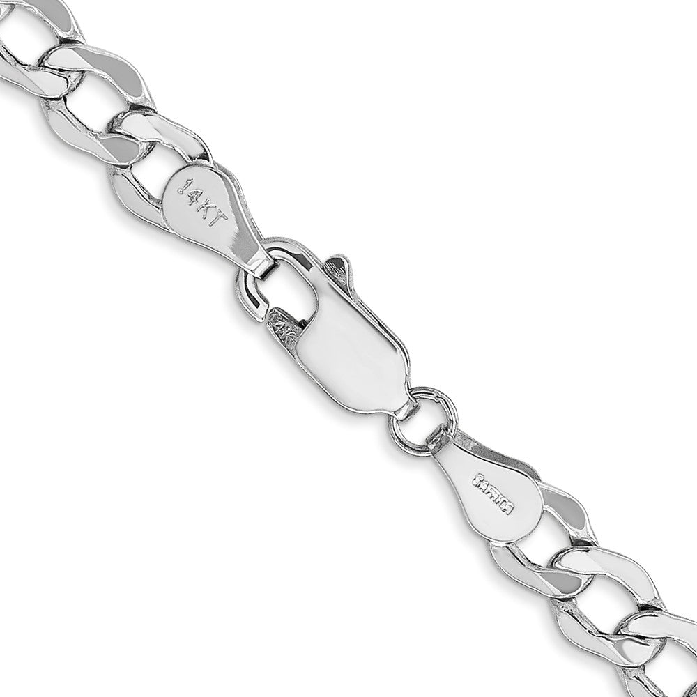 14k White Gold 5.25mm Semi-Solid Curb Chain - Product Photo