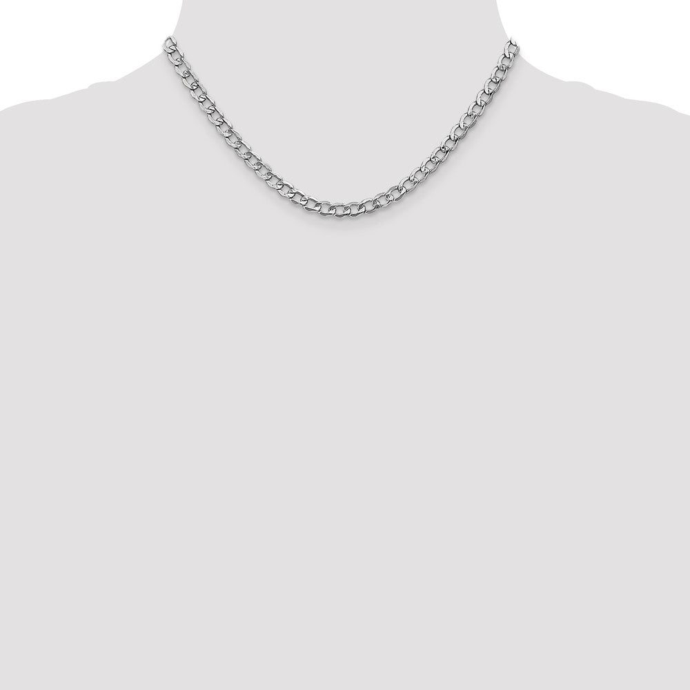 14k White Gold 5.25mm Semi-Solid Curb Chain - Product Photo