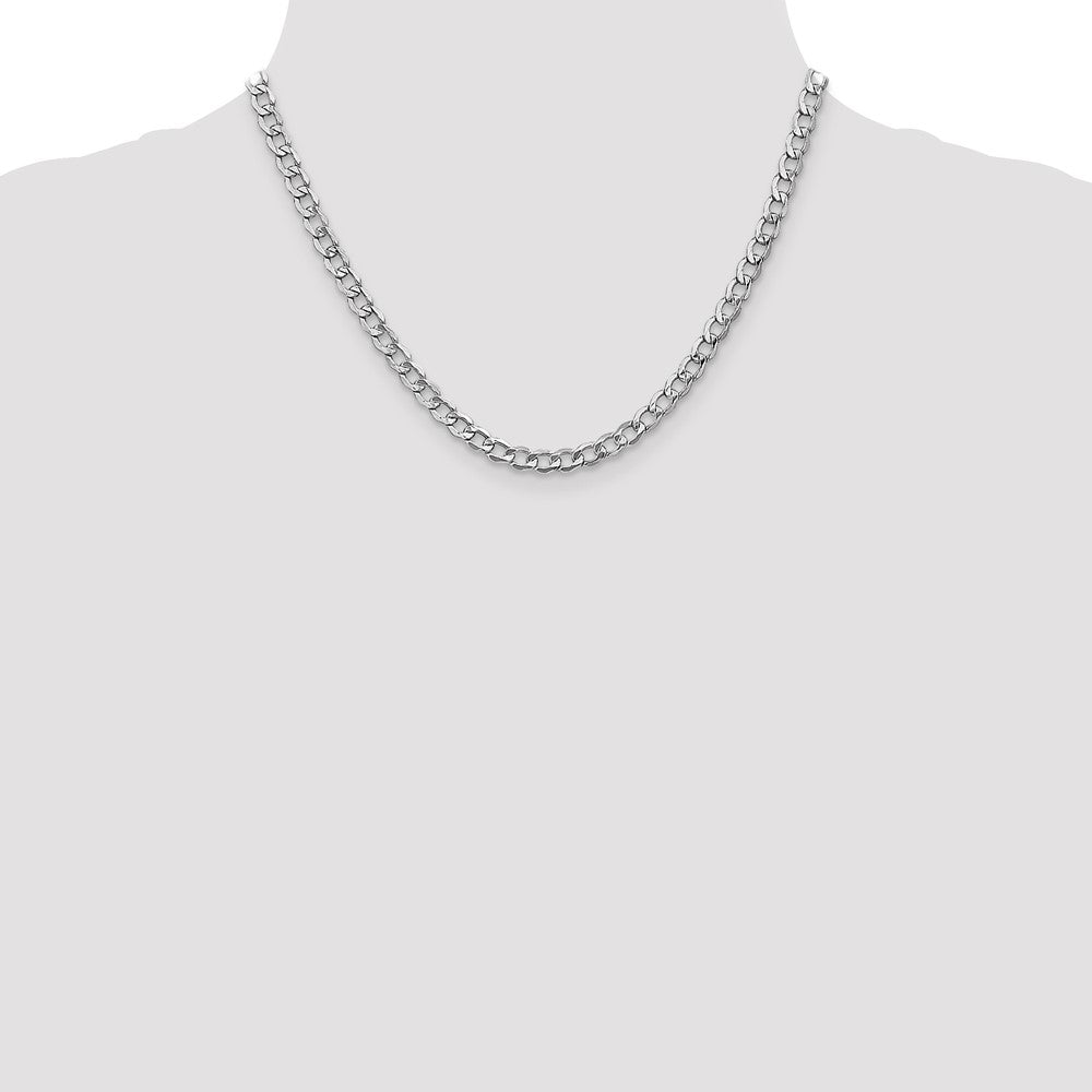 14k White Gold 5.25mm Semi-Solid Curb Chain - Product Photo