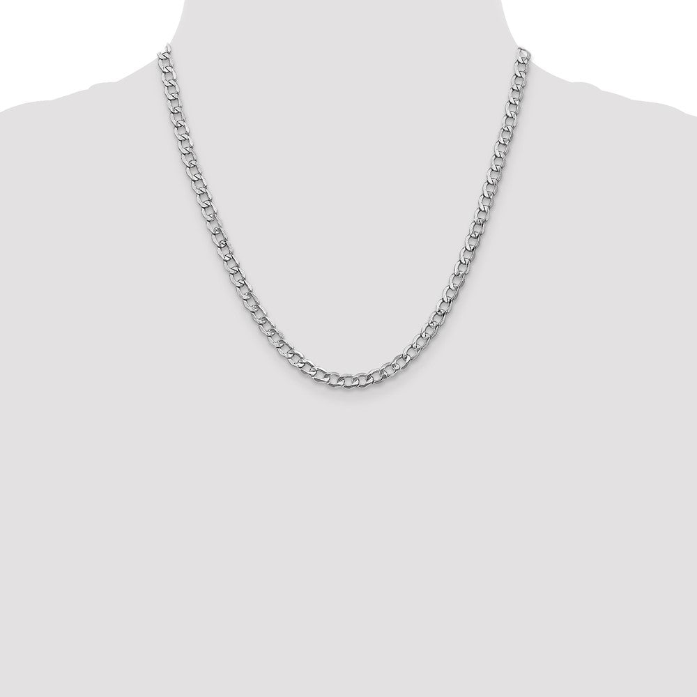 14k White Gold 5.25mm Semi-Solid Curb Chain - Product Photo