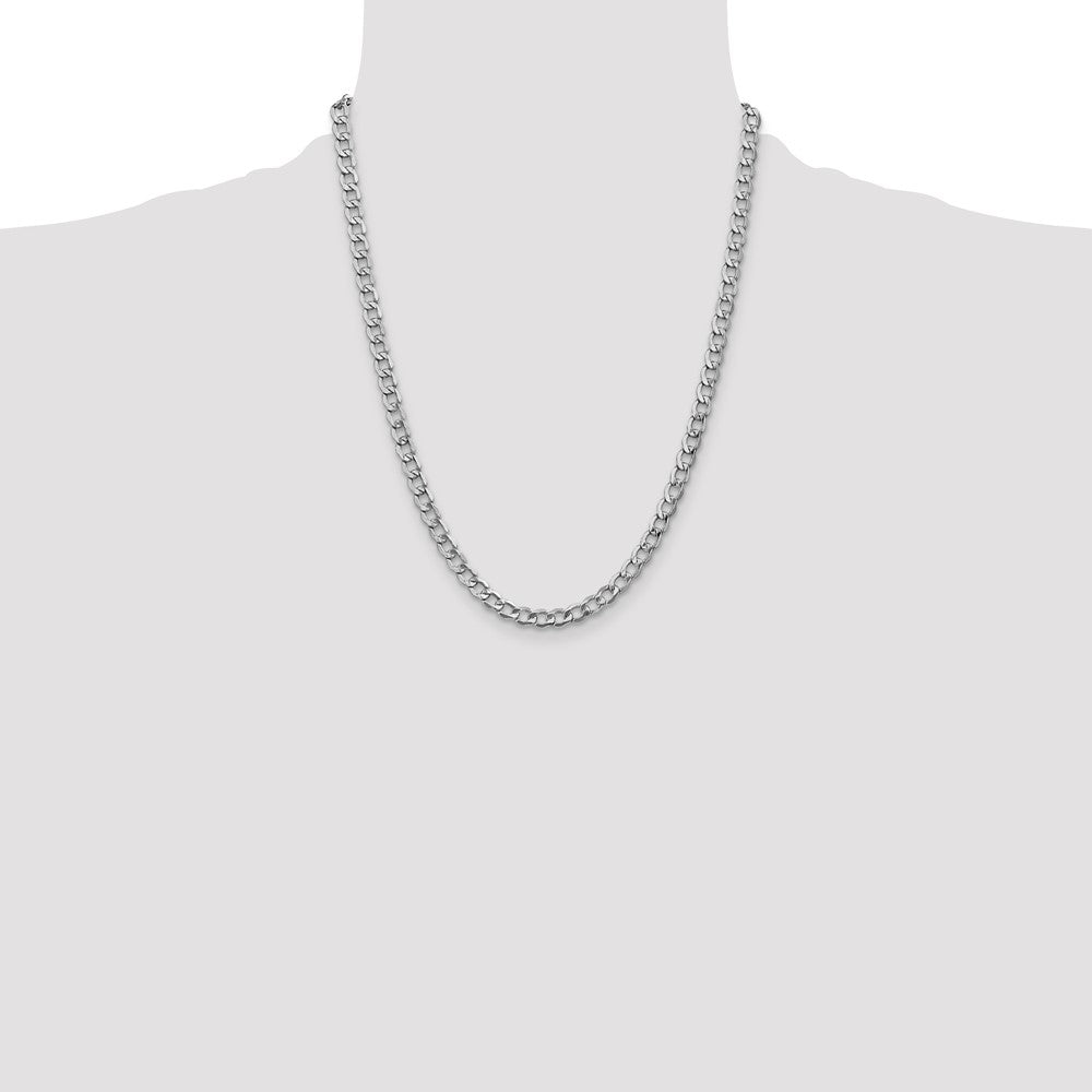 14k White Gold 5.25mm Semi-Solid Curb Chain - Product Photo