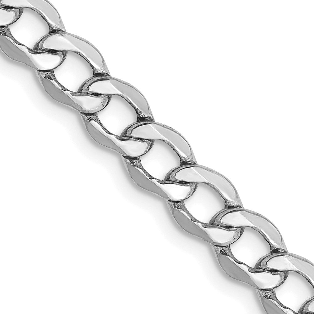 14k White Gold 5.25mm Semi-Solid Curb Chain - Product Photo