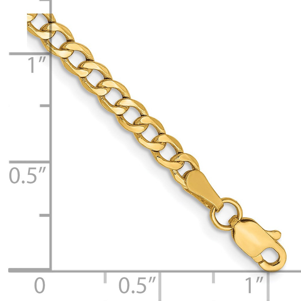 14k 3.35mm Semi-Solid Curb Chain Anklet - Product Photo