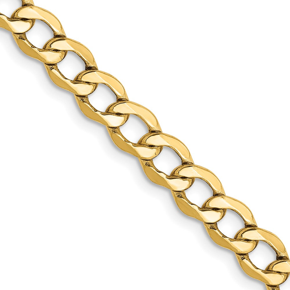 14K Yellow Gold 5.25mm Semi-Solid Curb Chain Necklace 16"-28"
