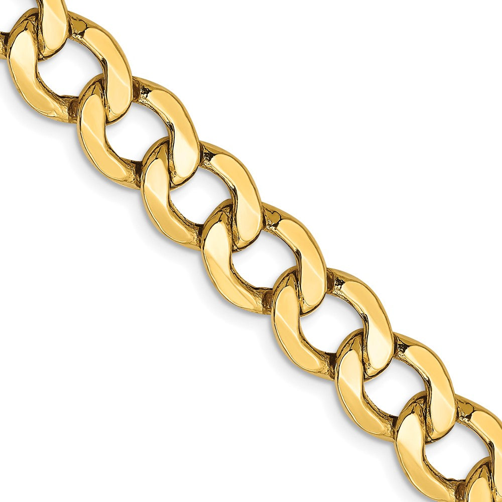 14K Yellow Gold 9mm Semi-Solid Curb Chain Necklace 18"-26"