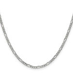 14k White Gold 2.5mm Semi-Solid Figaro Chain - Product Photo
