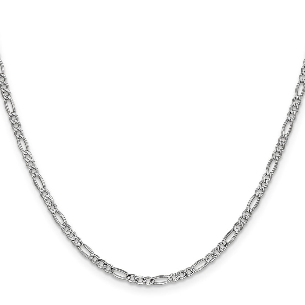 14k White Gold 2.5mm Semi-Solid Figaro Chain - Product Photo