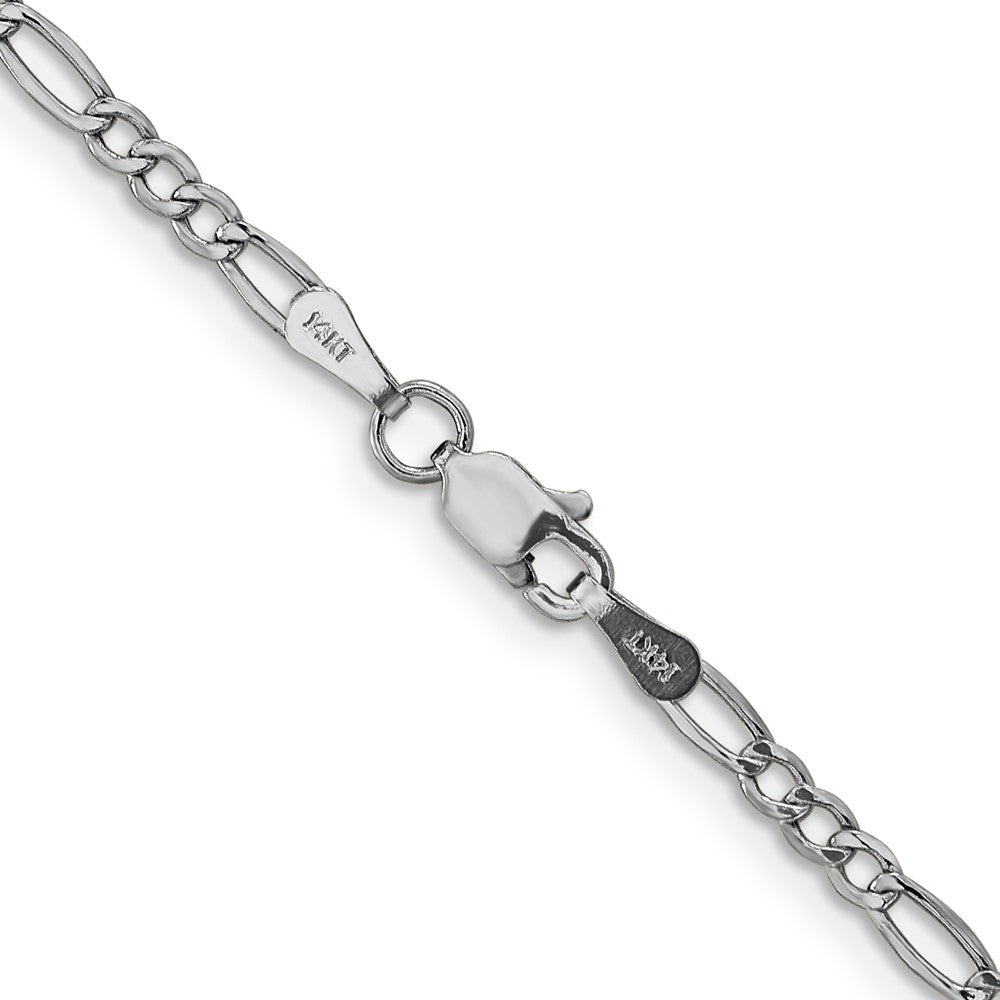 14k White Gold 2.5mm Semi-Solid Figaro Chain - Product Photo