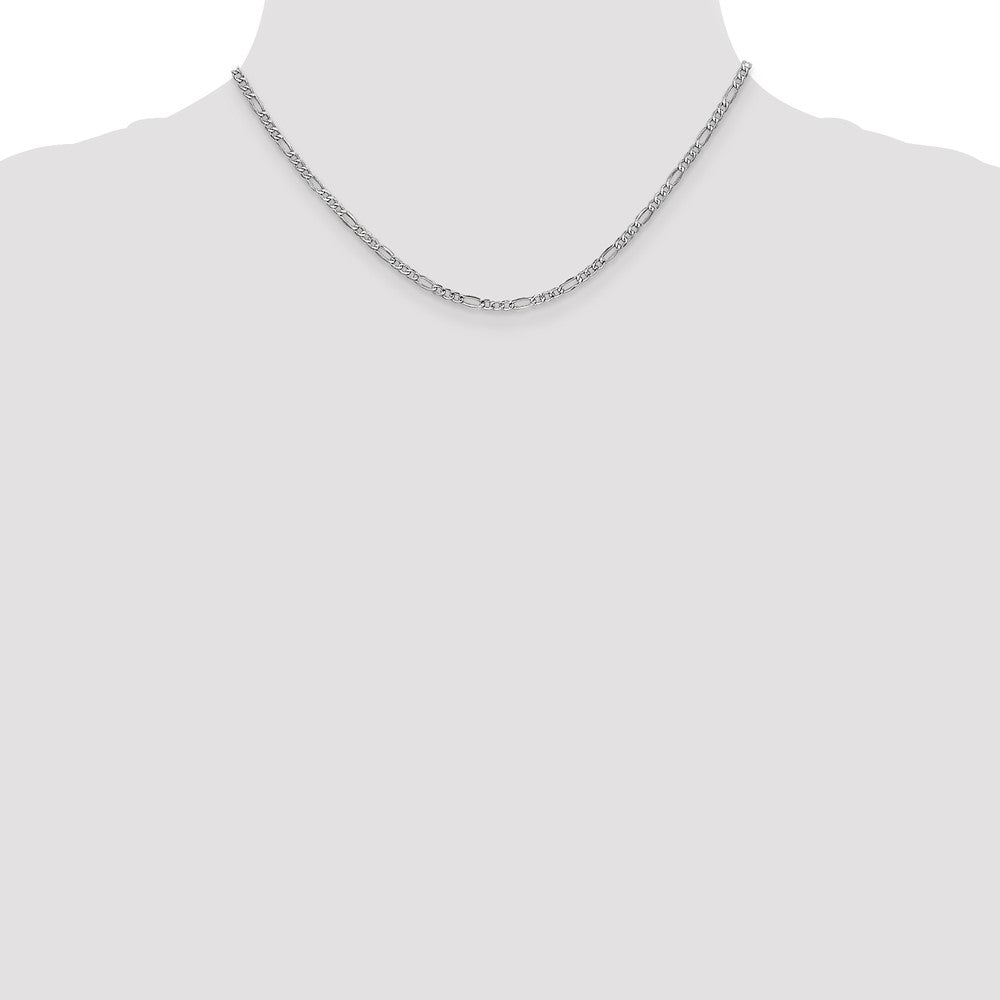 14k White Gold 2.5mm Semi-Solid Figaro Chain - Product Photo