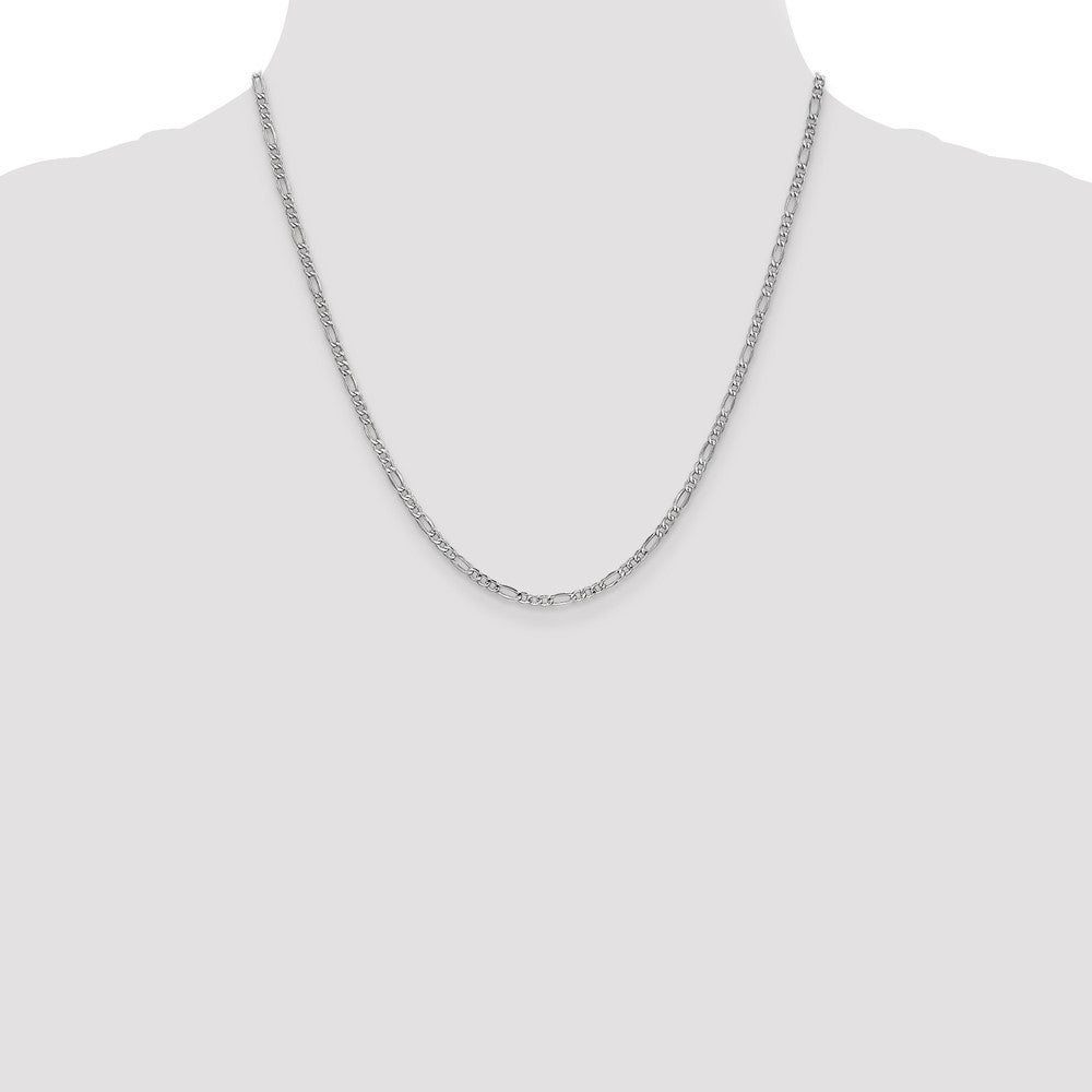 14k White Gold 2.5mm Semi-Solid Figaro Chain - Product Photo