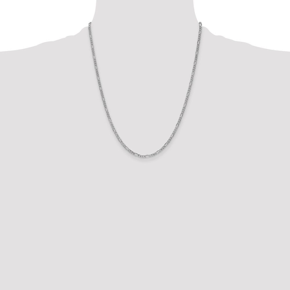 14k White Gold 2.5mm Semi-Solid Figaro Chain - Product Photo
