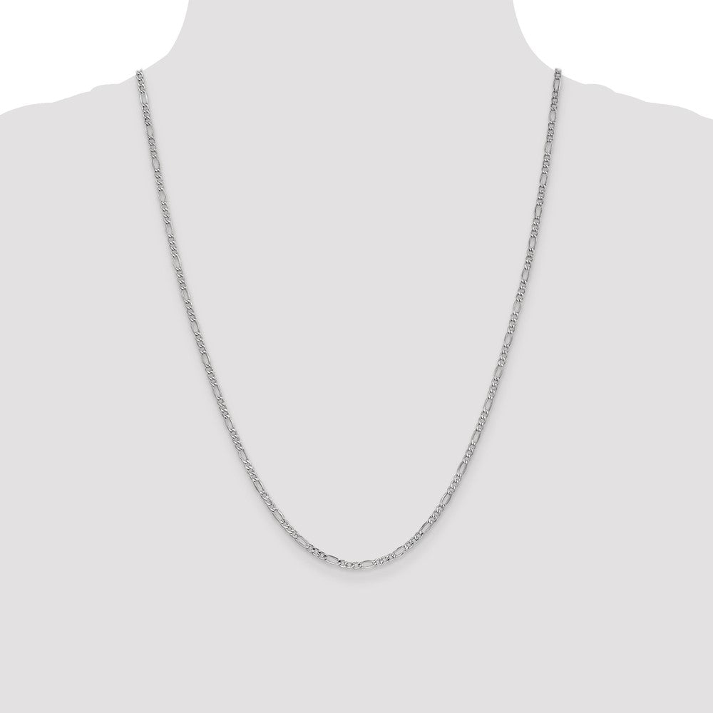 14k White Gold 2.5mm Semi-Solid Figaro Chain - Product Photo