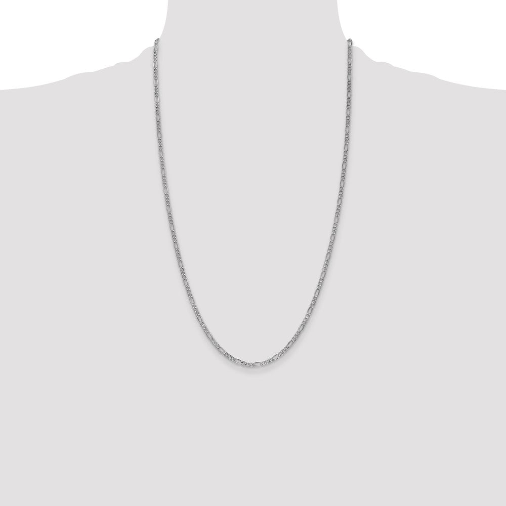 14k White Gold 2.5mm Semi-Solid Figaro Chain - Product Photo