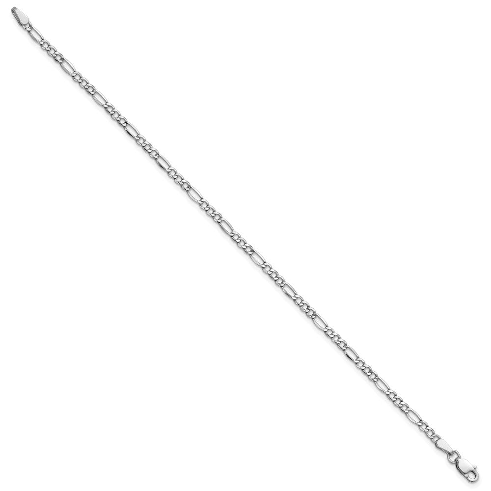 14k White Gold 2.5mm Semi-Solid Figaro Chain - Product Photo