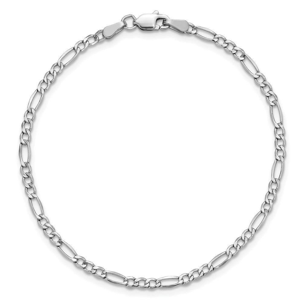 14k White Gold 2.5mm Semi-Solid Figaro Chain - Product Photo