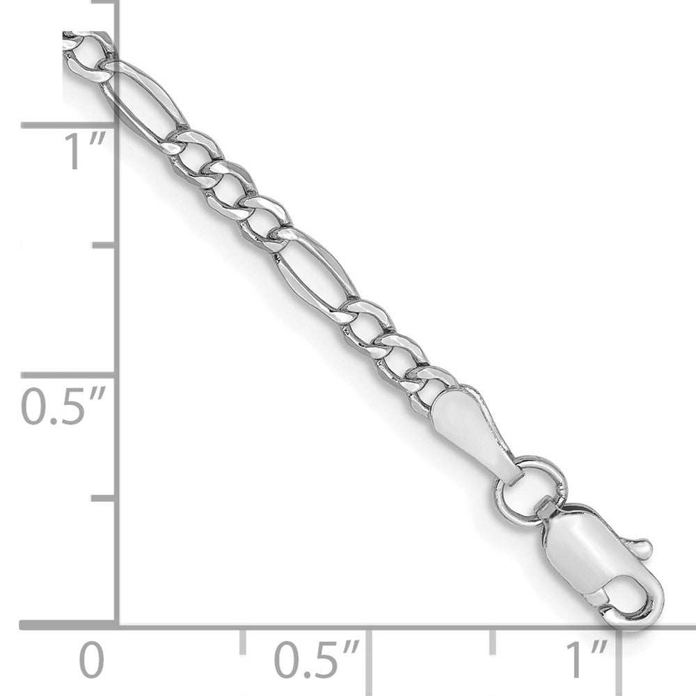 14k White Gold 2.5mm Semi-Solid Figaro Chain - Product Photo