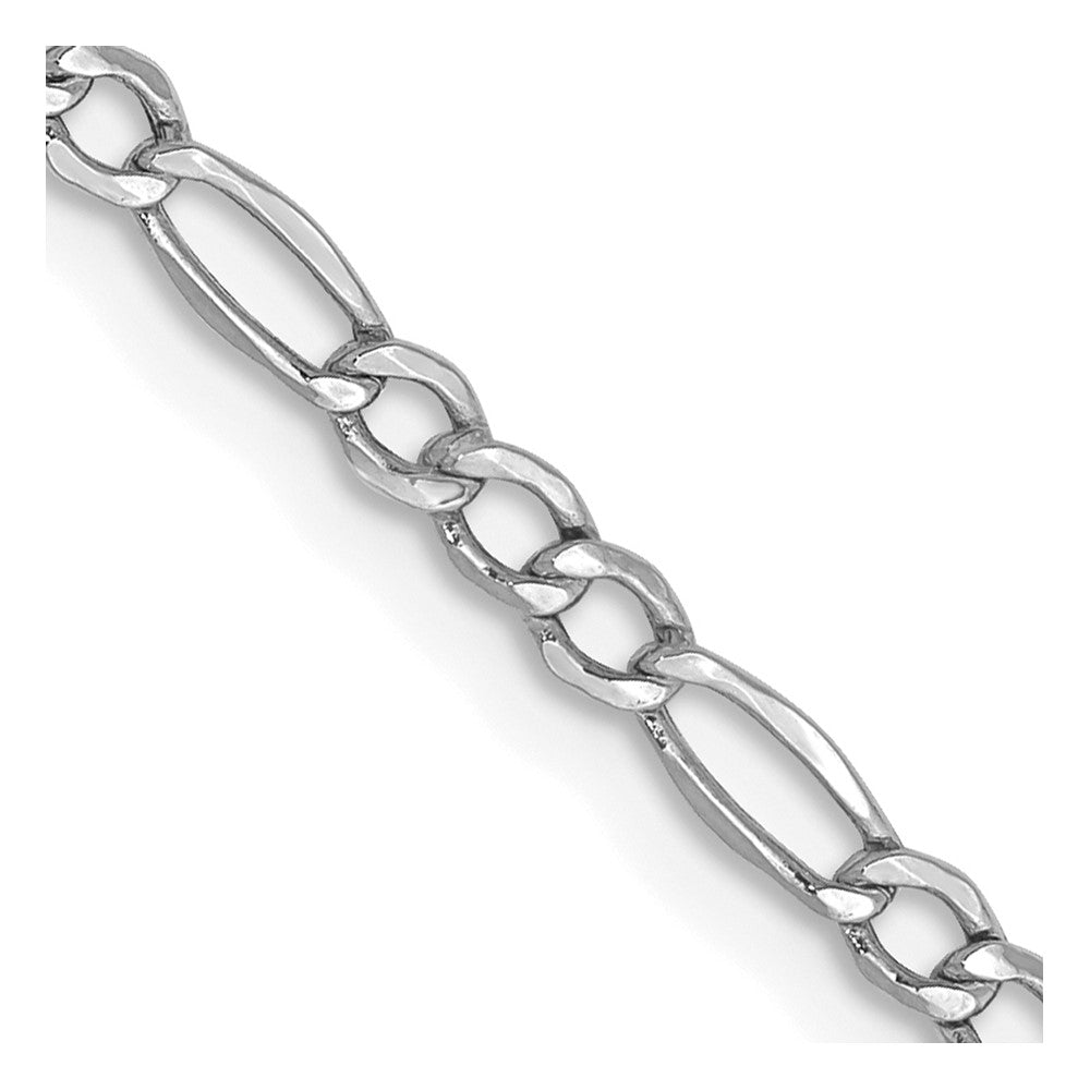 14K White Gold 2.5mm Semi-Solid Figaro Chain Necklace 16"-26"