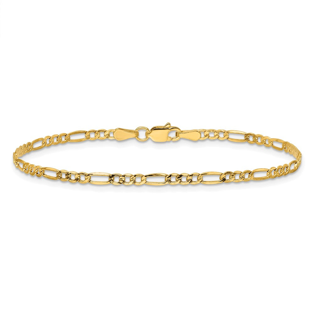 14k 2.5mm Semi-Solid Figaro Chain Anklet - Product Photo