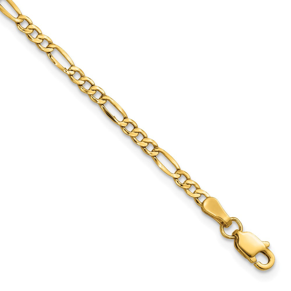 14k 2.5mm Semi-Solid Figaro Chain Anklet - Product Photo