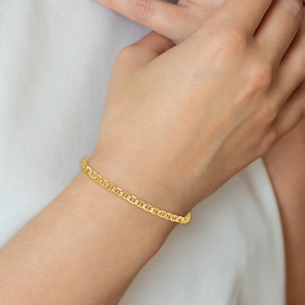 14k 3.2mm Semi-Solid Anchor Chain Anklet - Product Photo