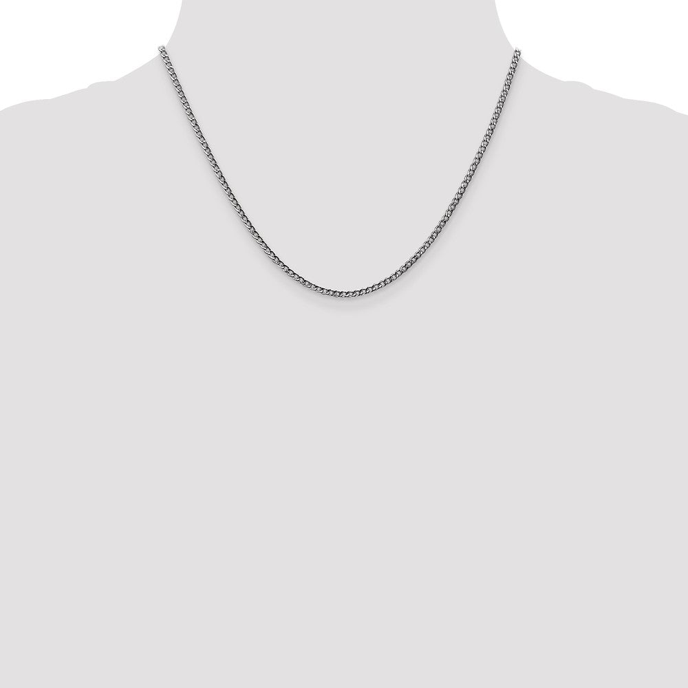 14k White Gold 2.5mm Semi-Solid Curb Chain - Product Photo