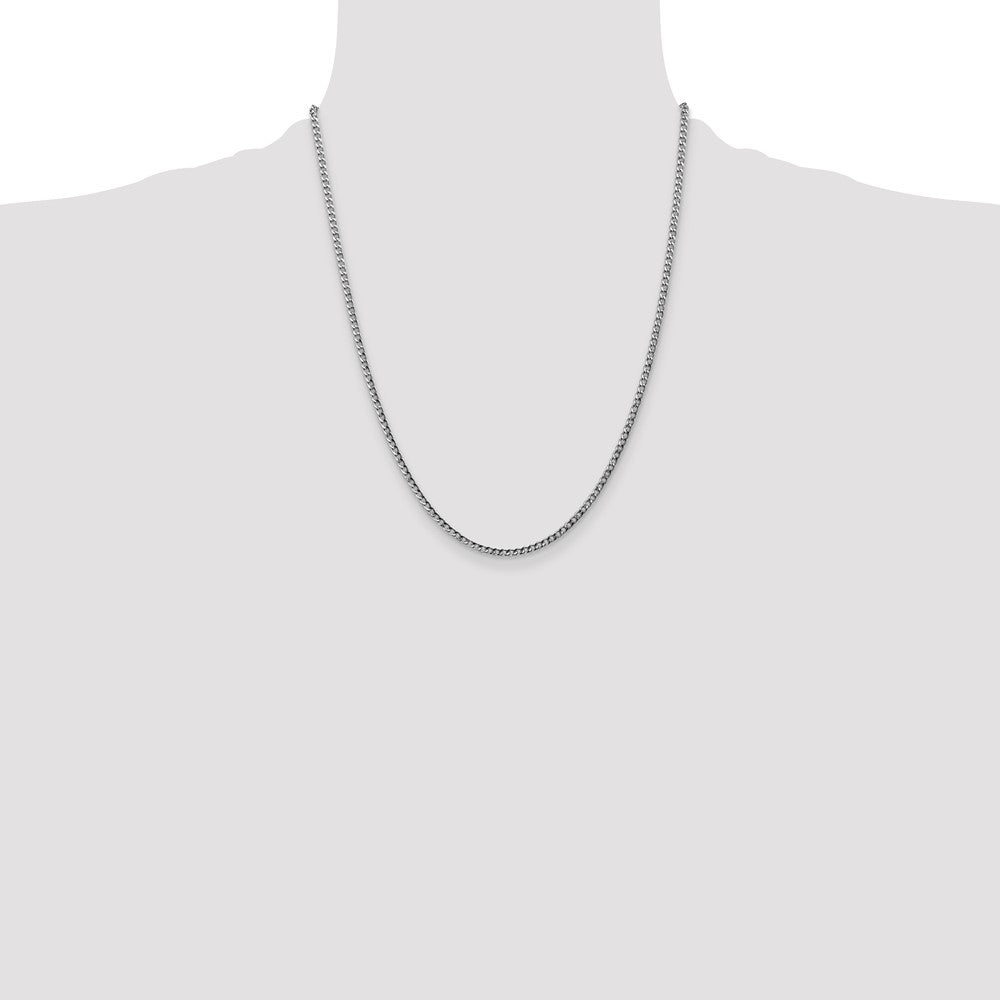 14k White Gold 2.5mm Semi-Solid Curb Chain - Product Photo