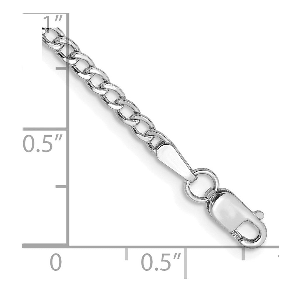 14k White Gold 2.5mm Semi-Solid Curb Chain Anklet - Product Photo
