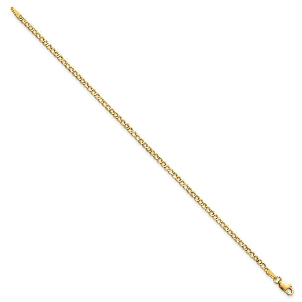 14k 2.5mm Semi-Solid Curb Chain Anklet - Product Photo