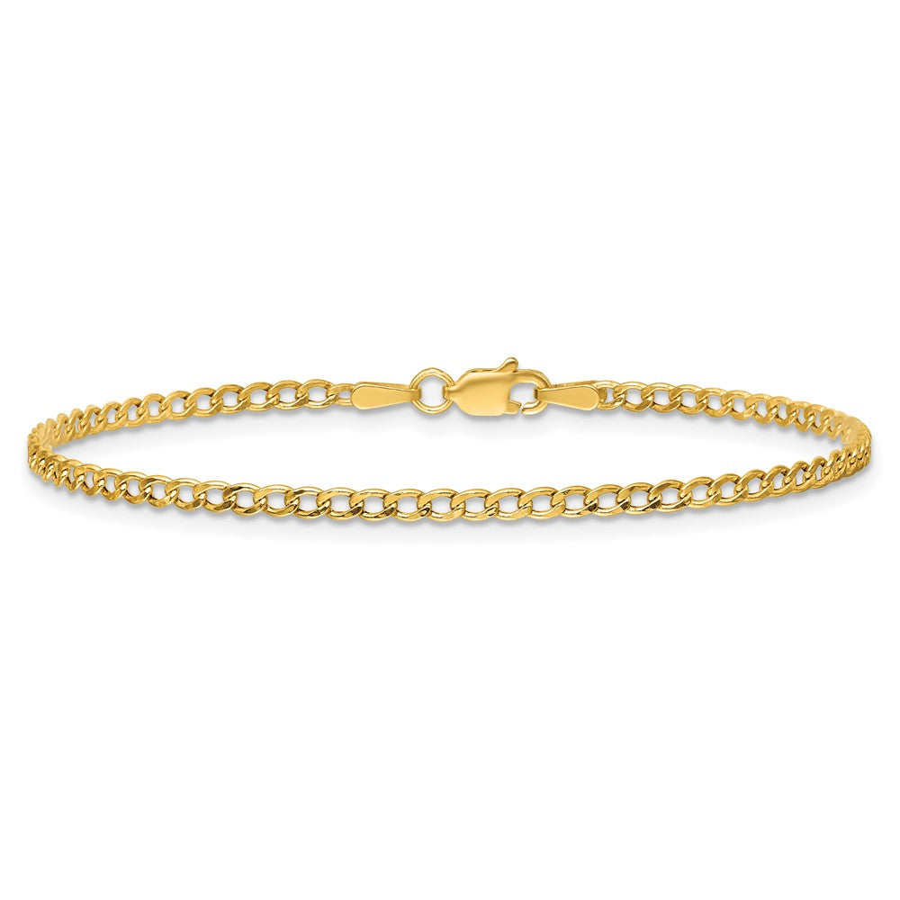 14k 2.5mm Semi-Solid Curb Chain Anklet - Product Photo