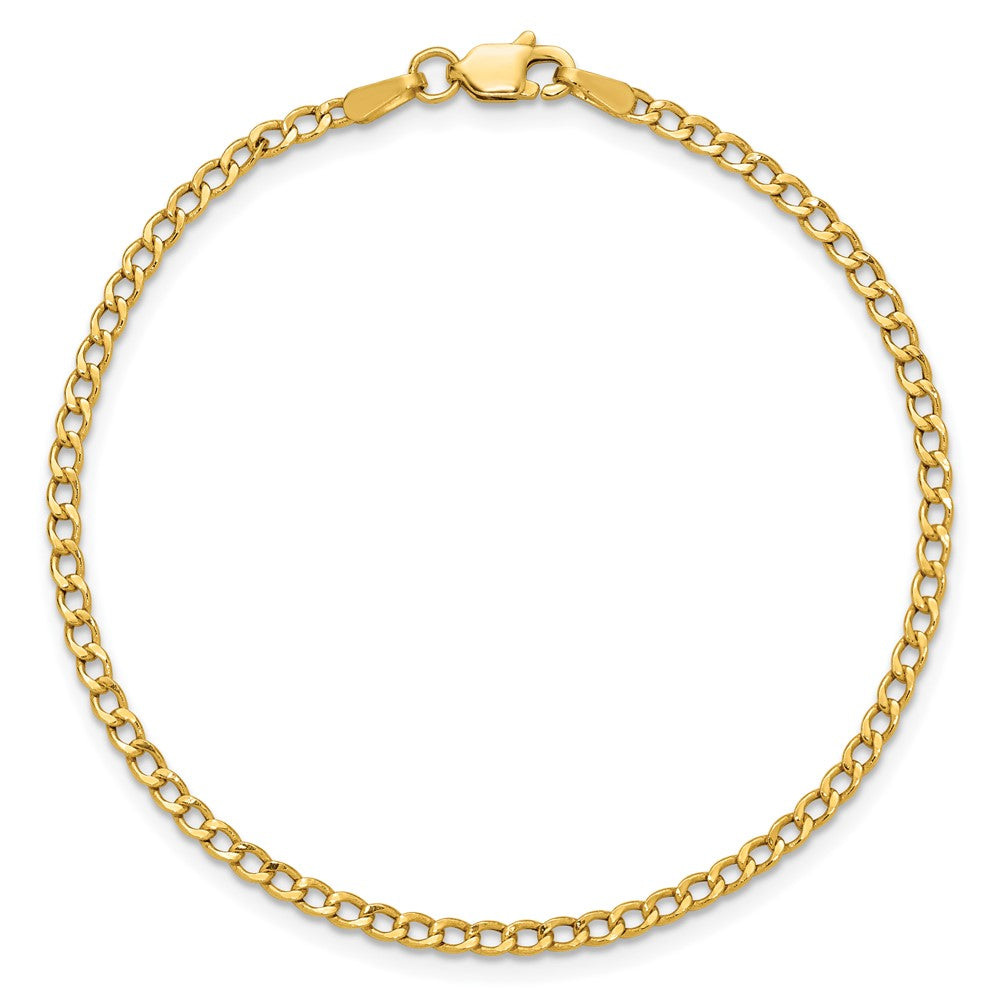 14k 2.5mm Semi-Solid Curb Chain Anklet - Product Photo