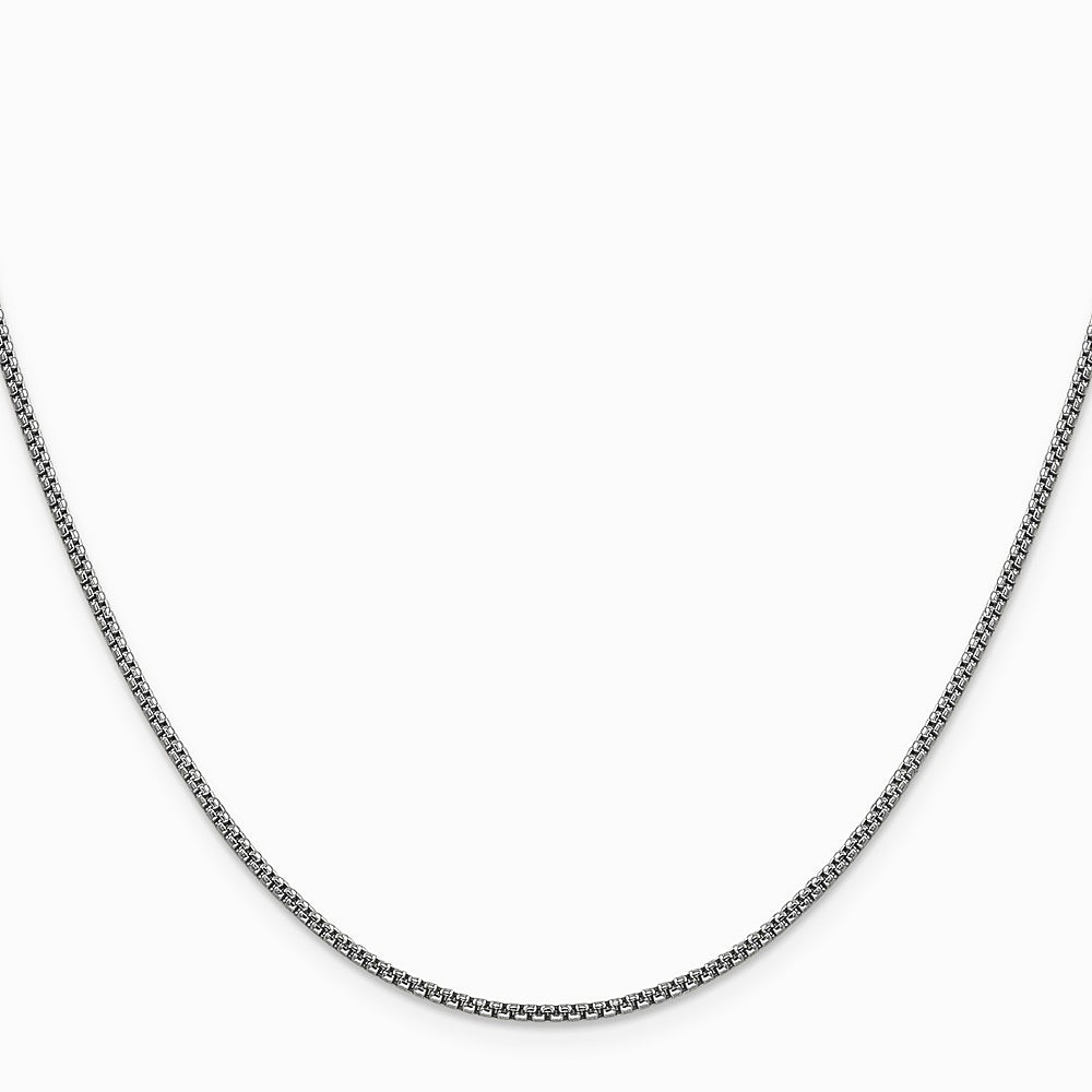 14K White Gold 1.5mm Semi-Solid Round Box Chain Necklace 16"-30" - Product Photo