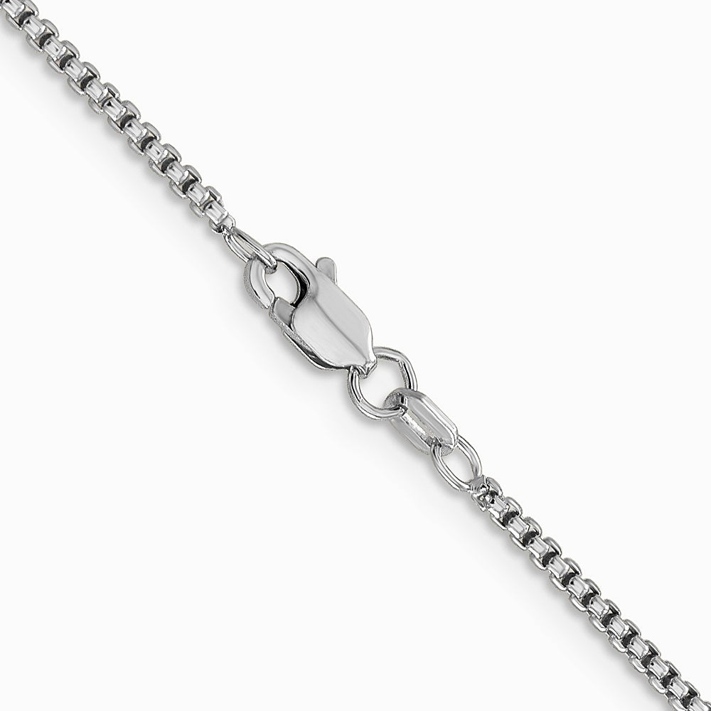 14K White Gold 1.5mm Semi-Solid Round Box Chain Necklace 16"-30" - Product Photo