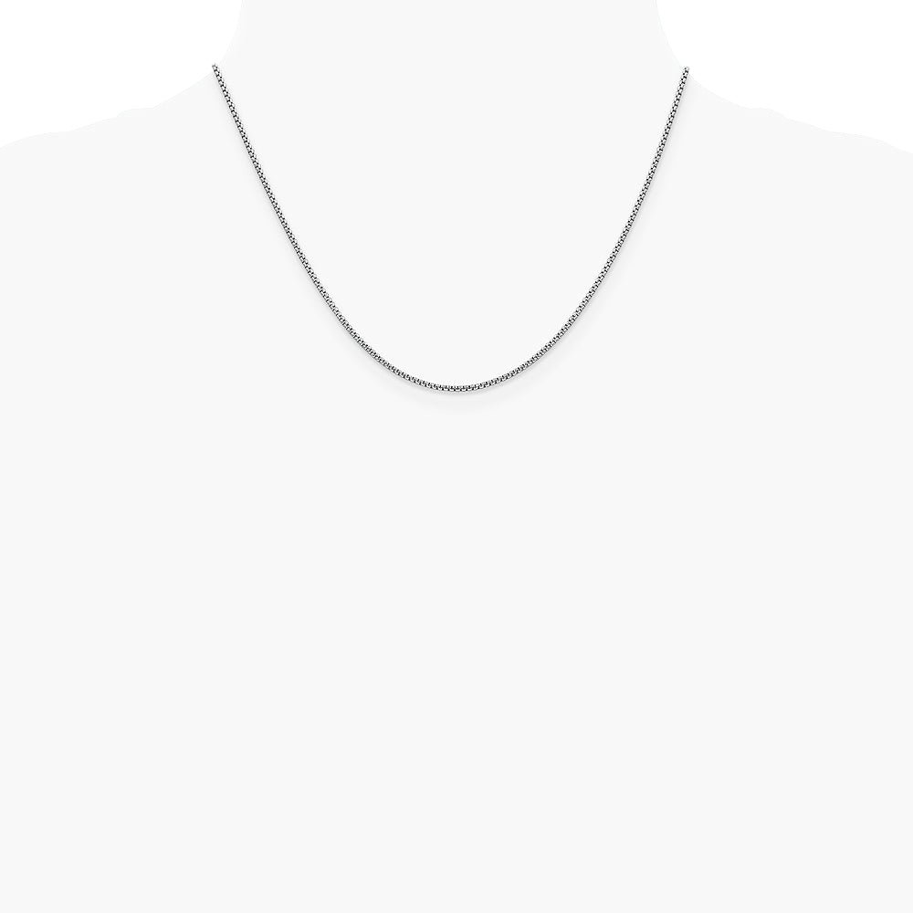 14K White Gold 1.5mm Semi-Solid Round Box Chain Necklace 16"-30" - Product Photo