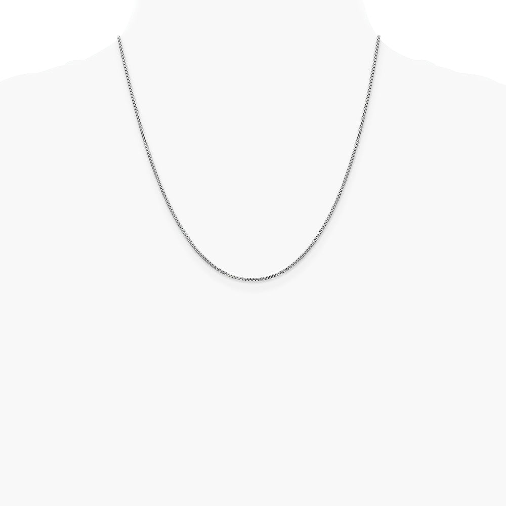 14K White Gold 1.5mm Semi-Solid Round Box Chain Necklace 16"-30" - Product Photo