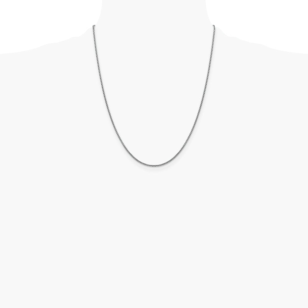 14K White Gold 1.5mm Semi-Solid Round Box Chain Necklace 16"-30" - Product Photo