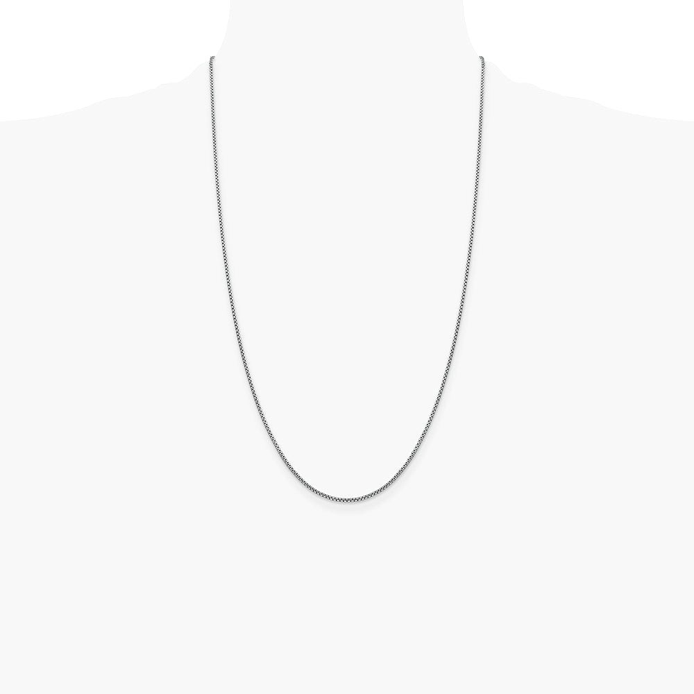 14K White Gold 1.5mm Semi-Solid Round Box Chain Necklace 16"-30" - Product Photo