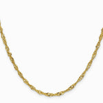 14K Yellow Gold 2.75 mm Lightweight Singapore Chain Necklace 16"-24" - Product Photo