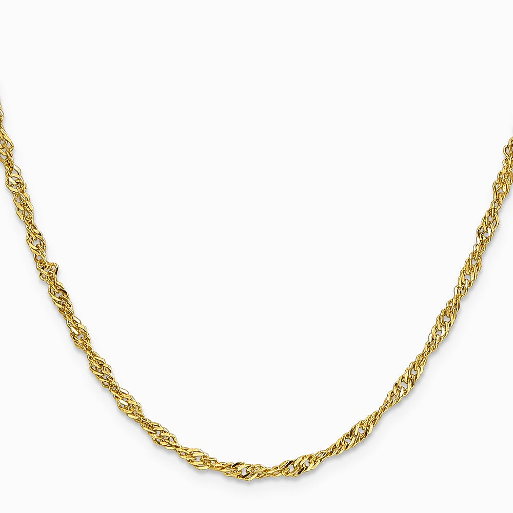 14K Yellow Gold 2.75 mm Lightweight Singapore Chain Necklace 16"-24" - Product Photo