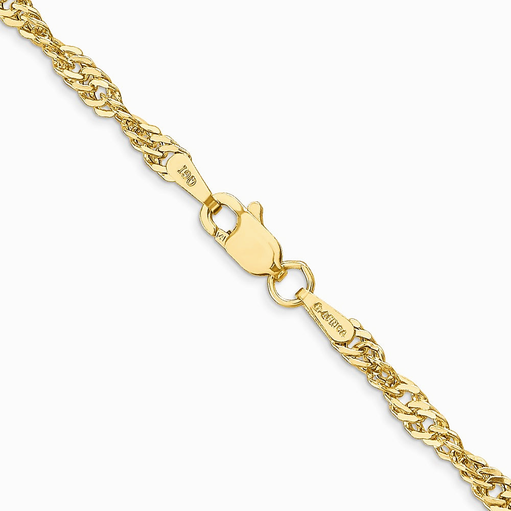 14K Yellow Gold 2.75 mm Lightweight Singapore Chain Necklace 16"-24" - Product Photo