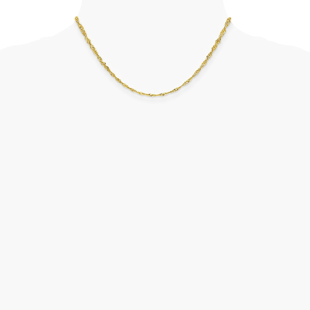 14K Yellow Gold 2.75 mm Lightweight Singapore Chain Necklace 16"-24" - Product Photo