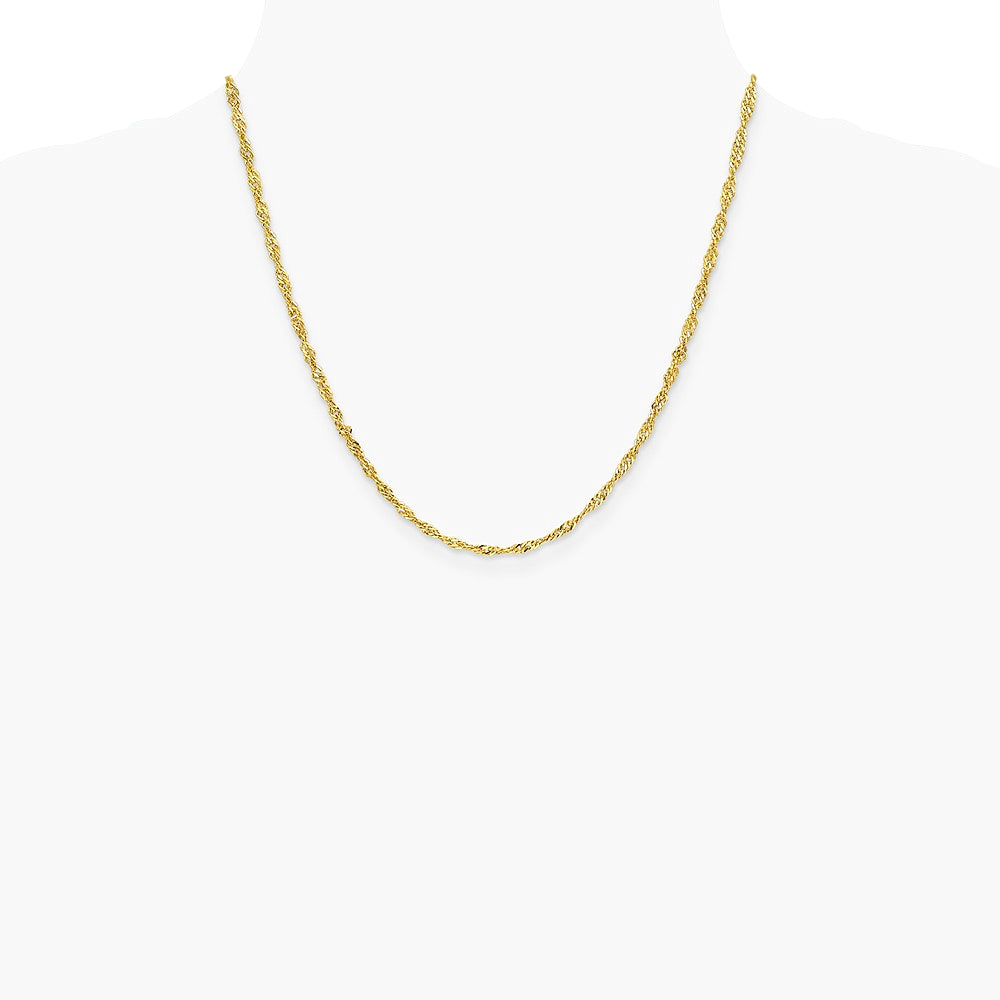14K Yellow Gold 2.75 mm Lightweight Singapore Chain Necklace 16"-24" - Product Photo