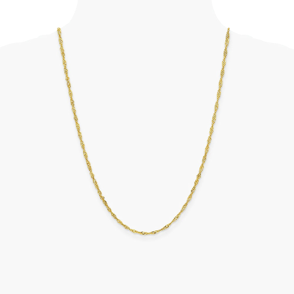 14K Yellow Gold 2.75 mm Lightweight Singapore Chain Necklace 16"-24" - Product Photo