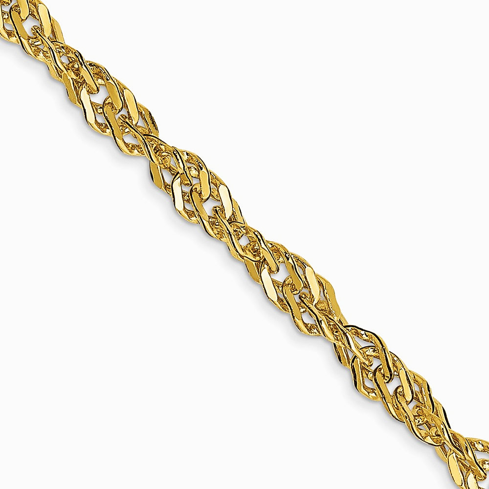 14K Yellow Gold 2.75 mm Lightweight Singapore Chain Necklace 16"-24" - Product Photo