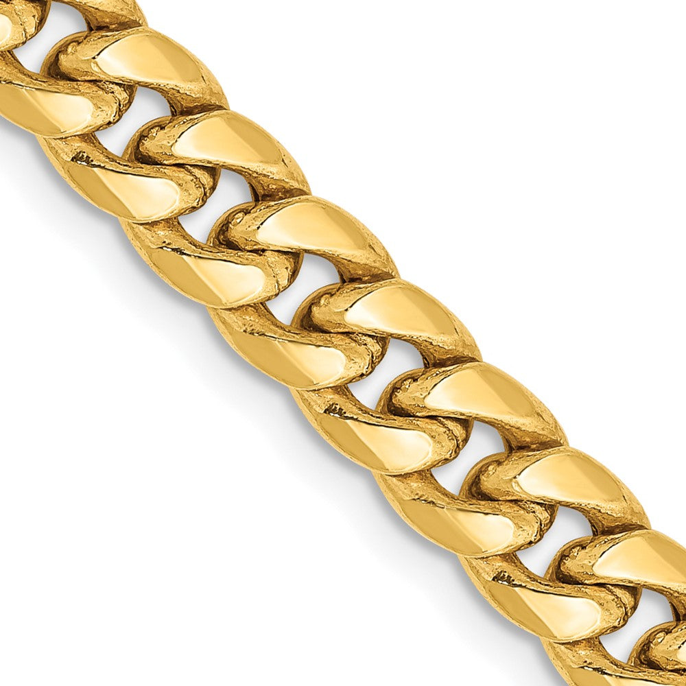 14K Yellow Gold 6mm Semi-Solid Miami Cuban Chain Necklace 18"-28"